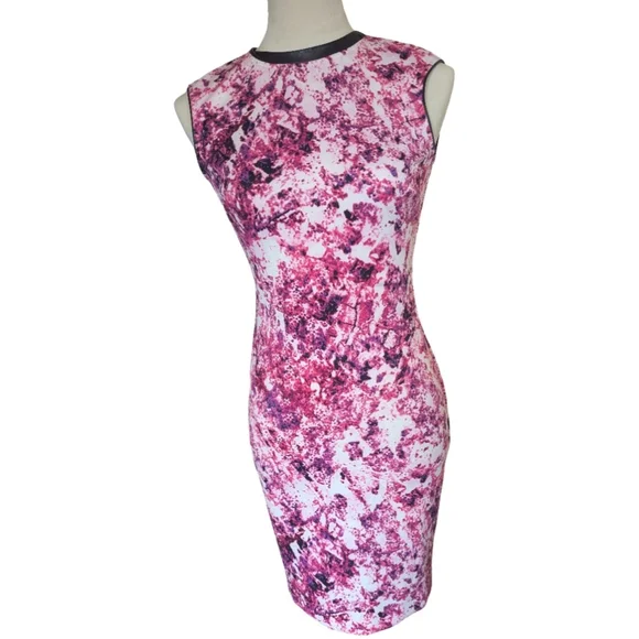 Lark & Ro Women's 2P Sleeveless Hot Pink Sheath Party Dress Y2K Barbiecore Midi - Picture 1 of 11